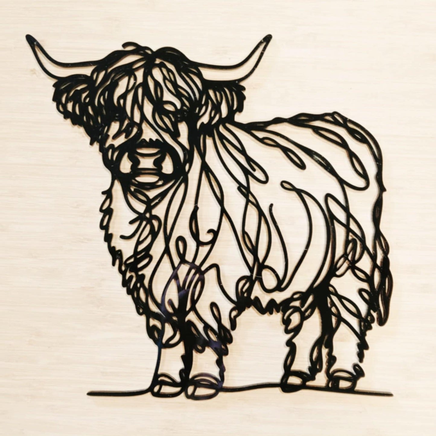 Line Art Highland Cow Décor