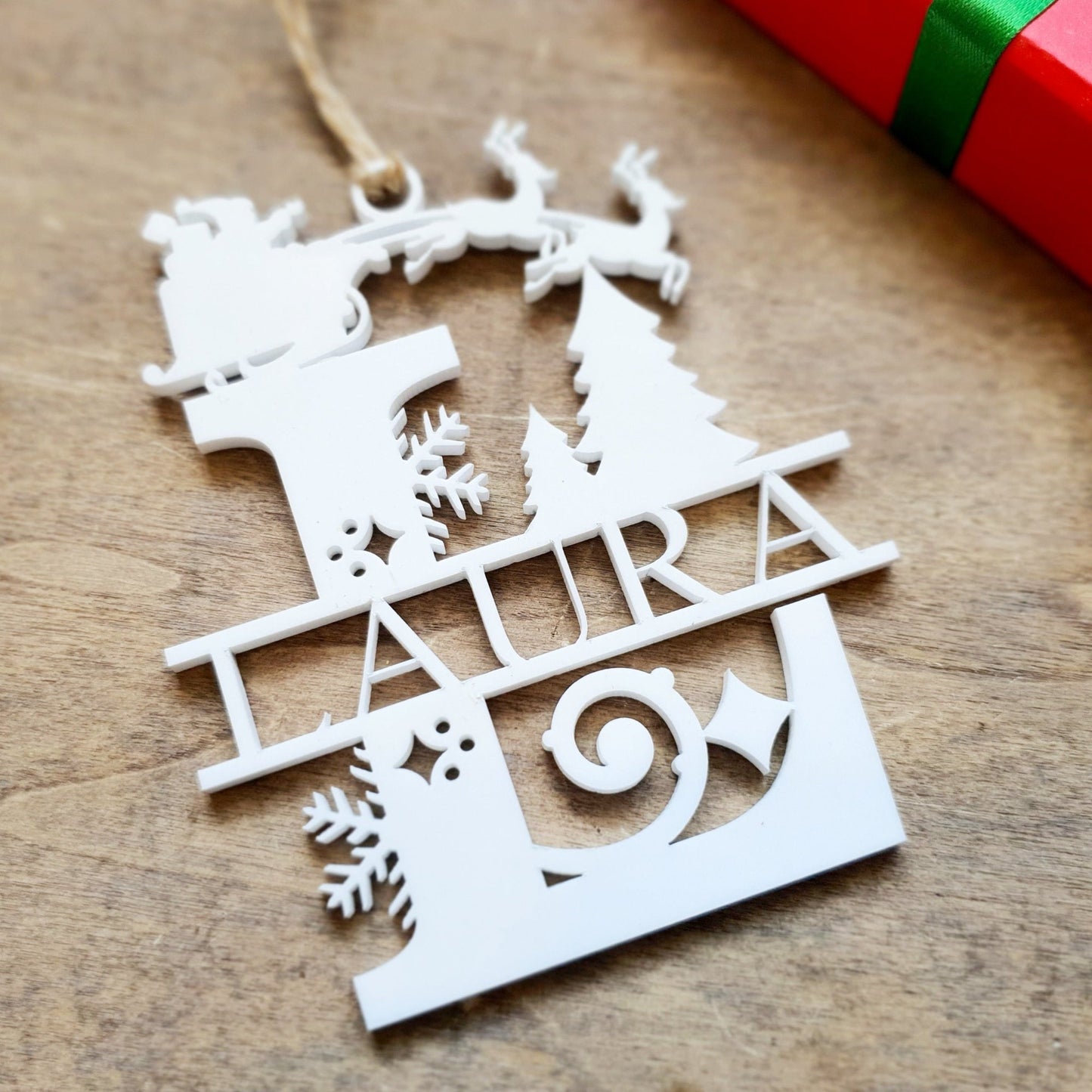 Personalised Christmas Santa Sleigh Ornament