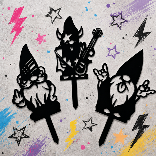 Rockstar Gnome Plant Stakes | Set of 3