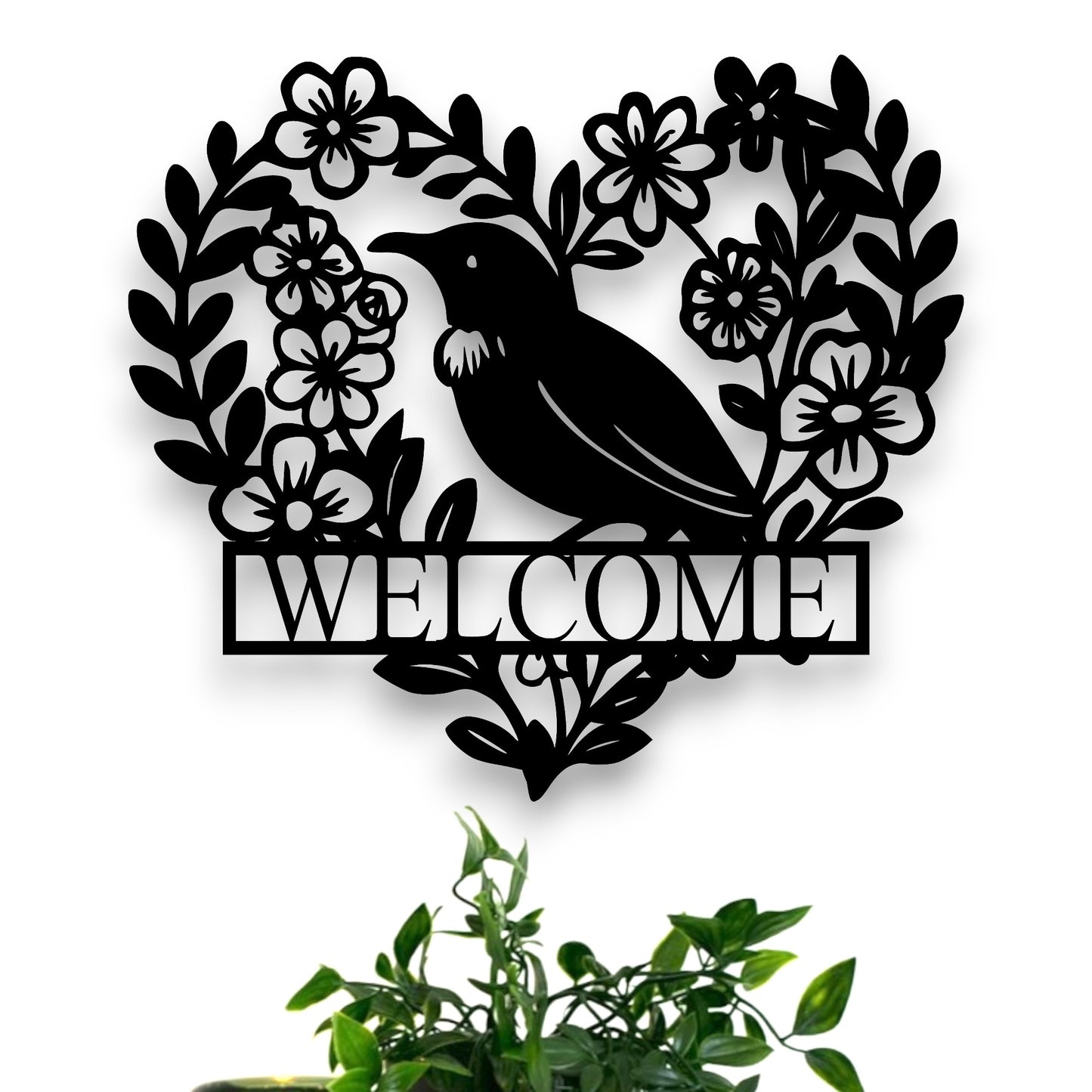 Personalised Floral Tūī Heart Wall Décor
