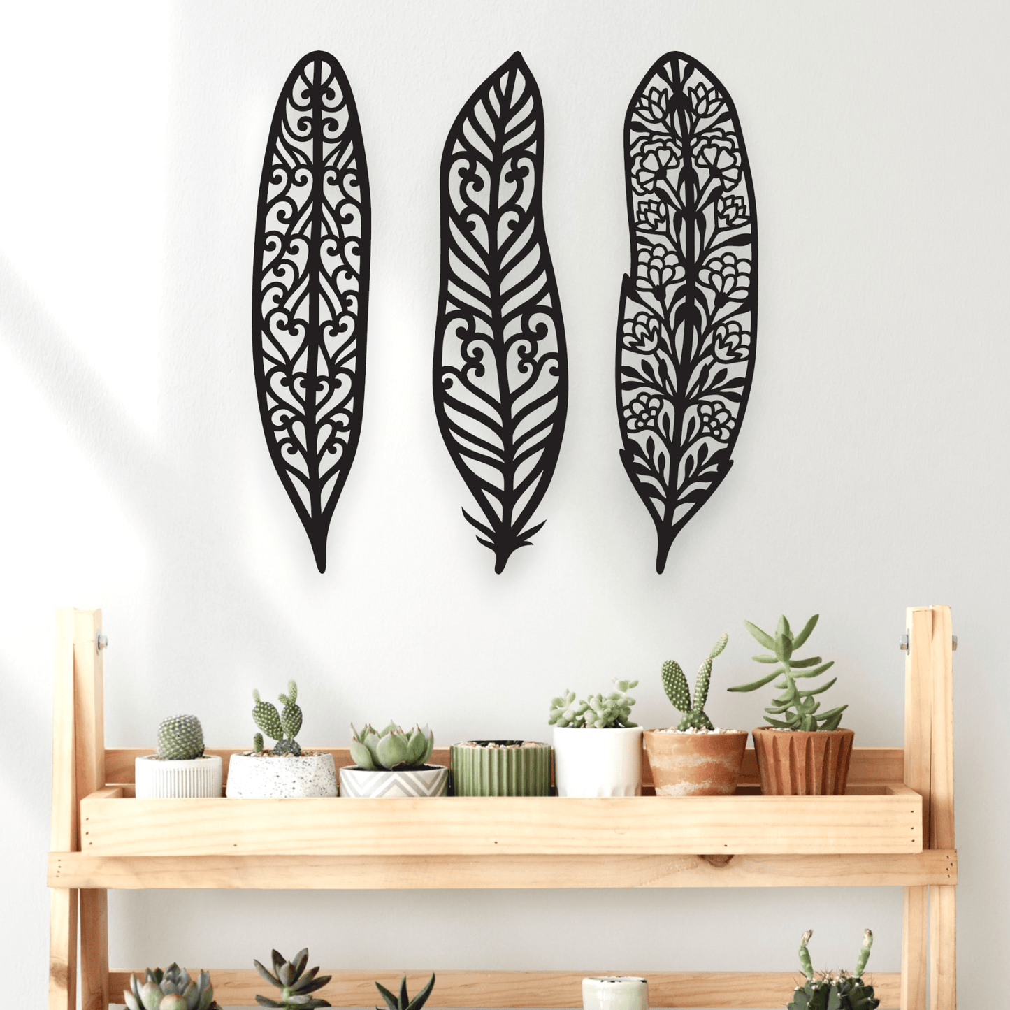 Boho Feather Three Piece Set Wall Decor Whimsic
