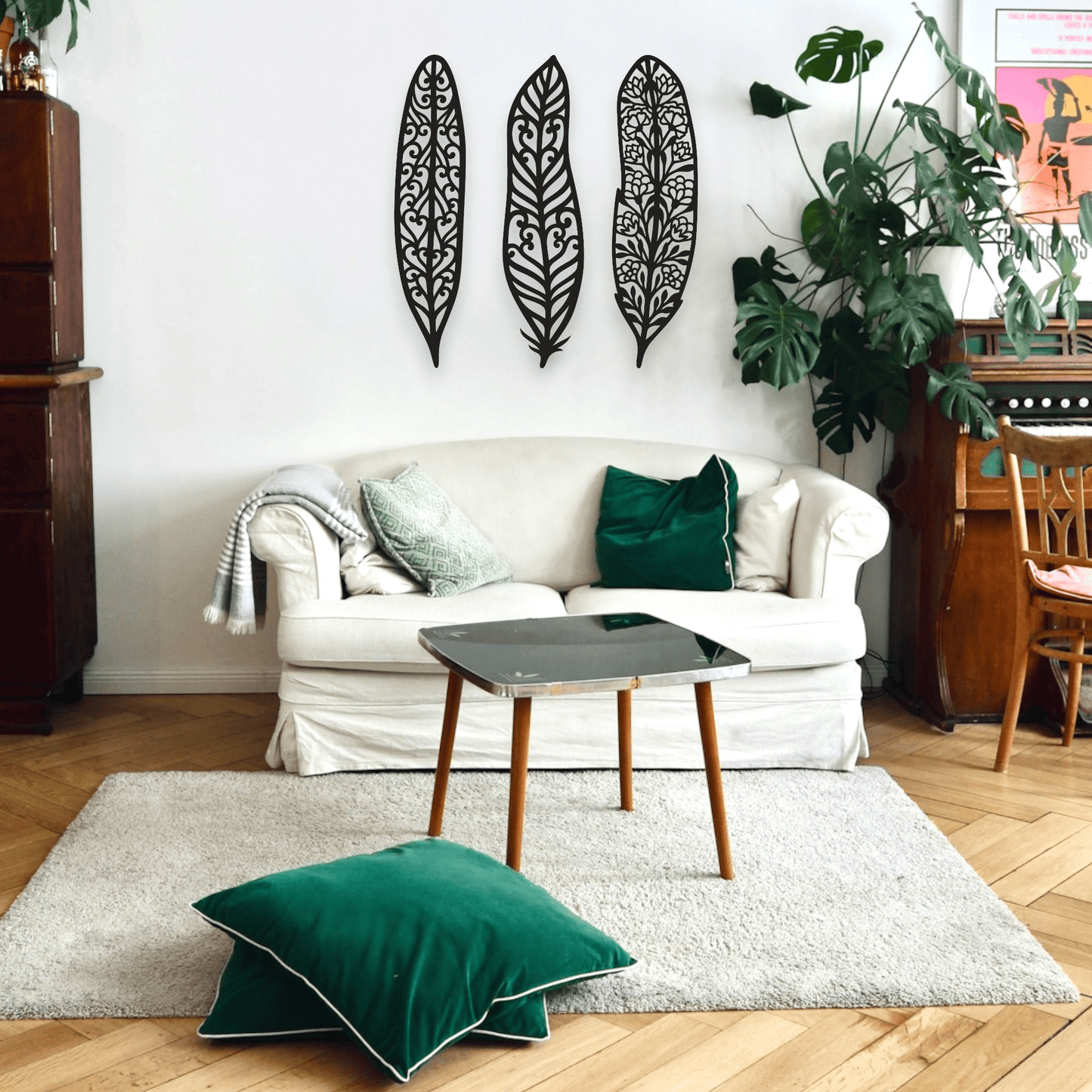 Boho Feather Three Piece Set Wall Decor Whimsic