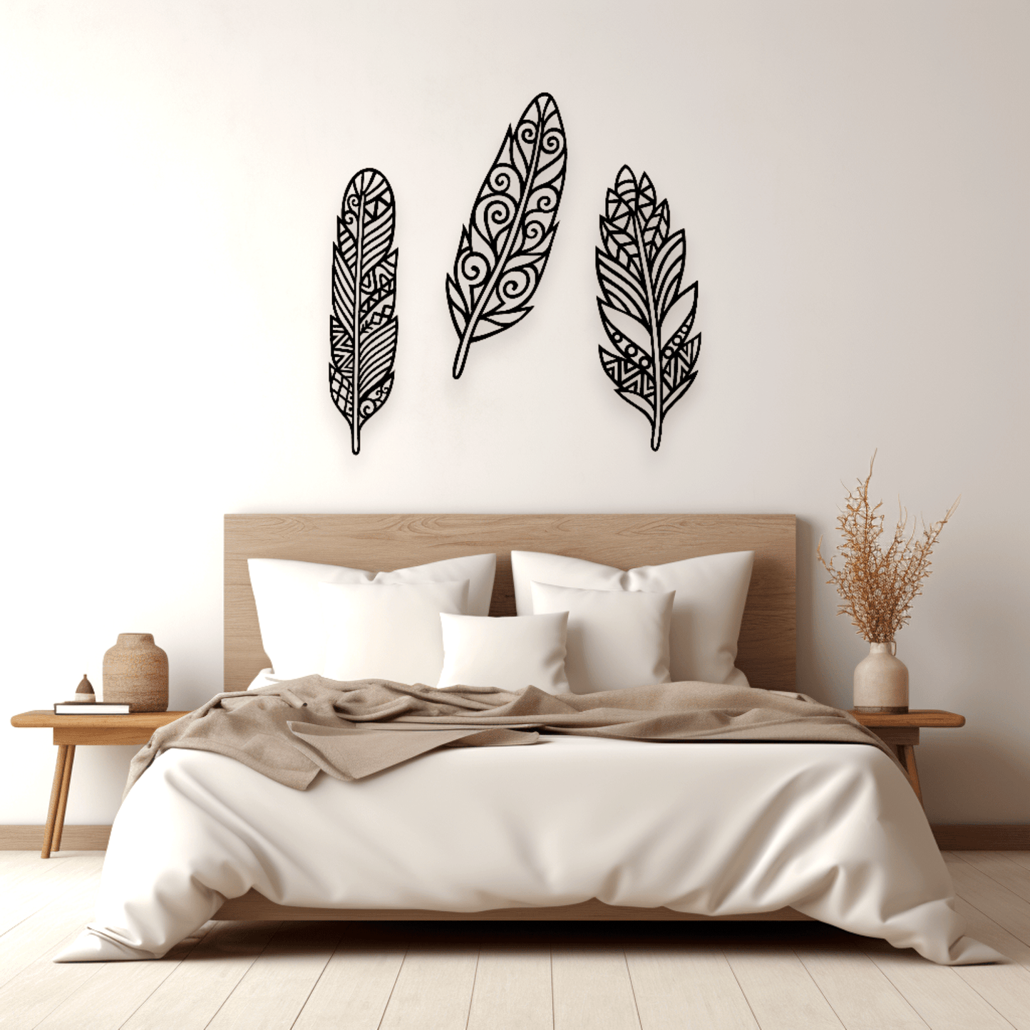 Boho Feather Trio Wall Decor Whimsic