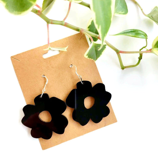 Boho Flower Earrings Earrings Whimsic Black