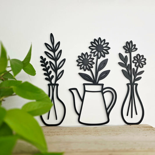 Floral Vase & Teapot Wall Art Set
