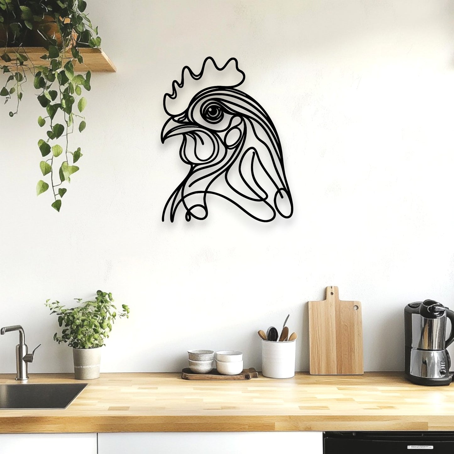 Line Art Chicken Head Décor
