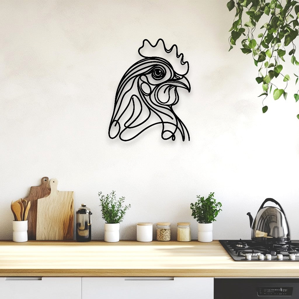 Line Art Chicken Head Décor