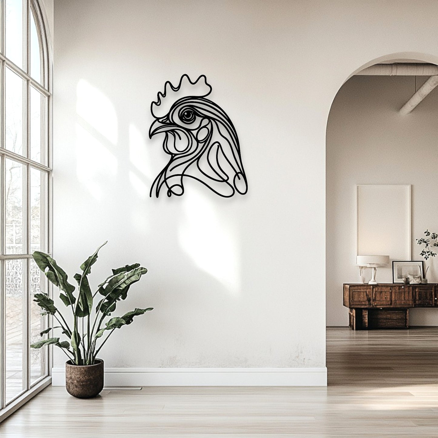 Line Art Chicken Head Décor