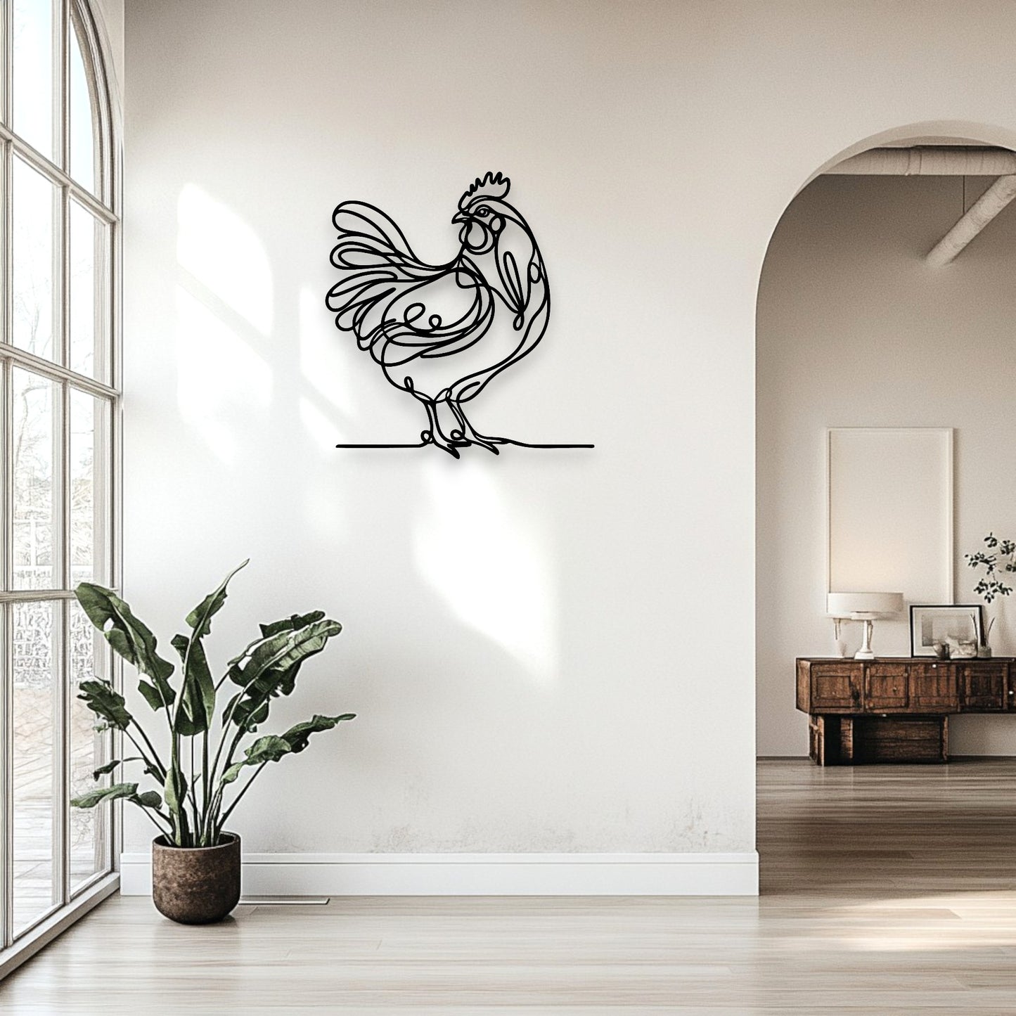 Line Art Chicken Décor