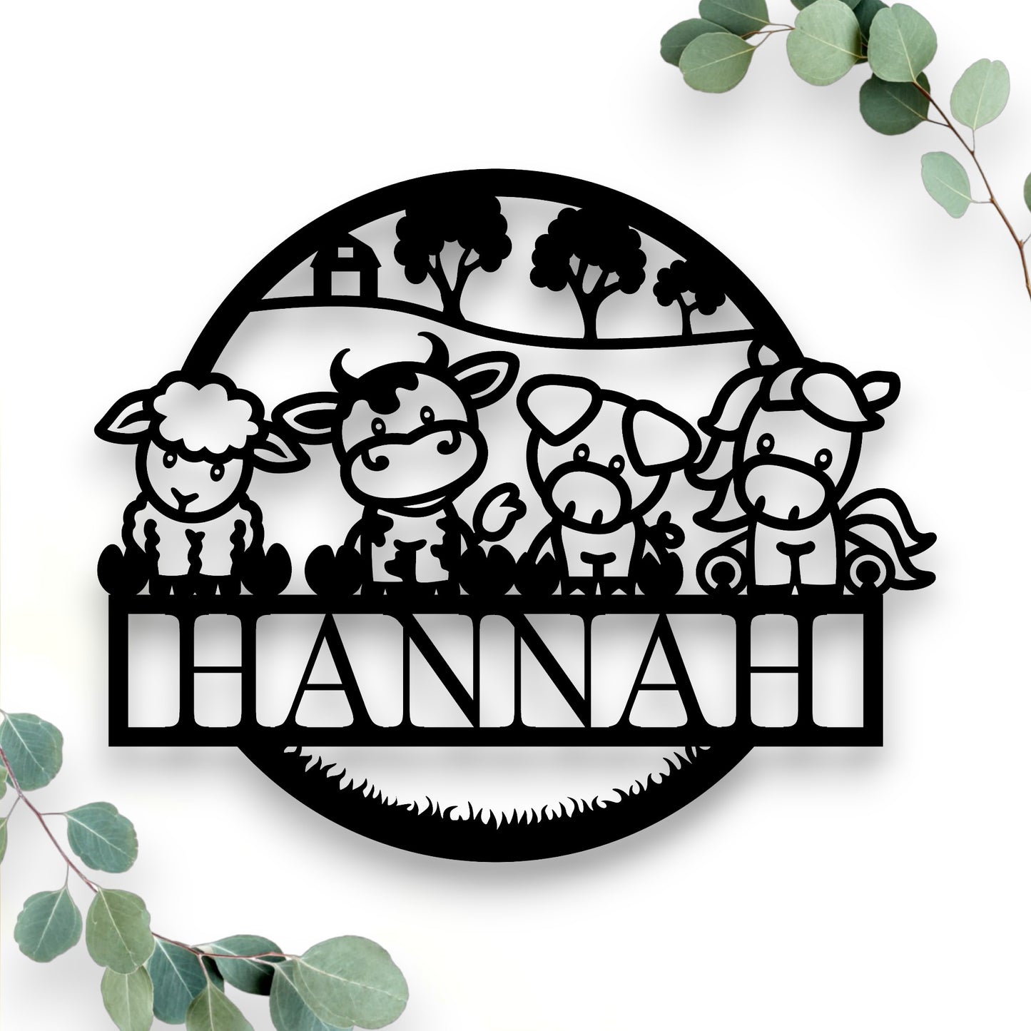 Personalised Farm Animals Name Round
