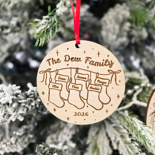 Personalised Family Stocking Christmas Ornament
