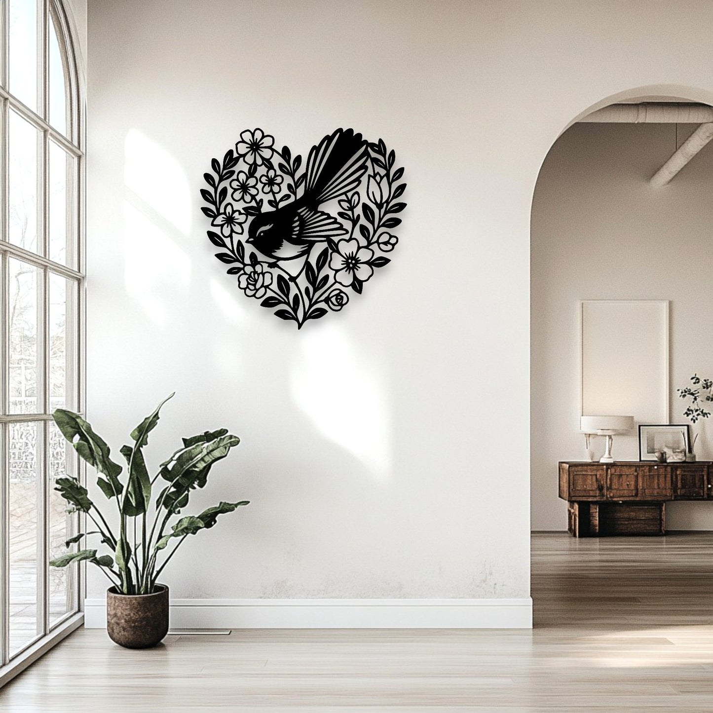 Floral Fantail Heart Wall Décor