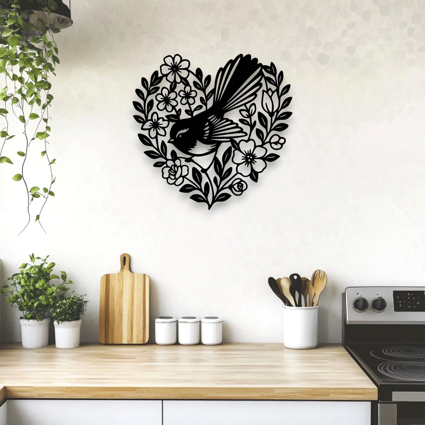Floral Fantail Heart Wall Décor