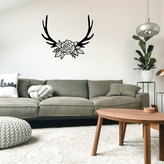 Floral Antler Wall Art Wall Decor Whimsic