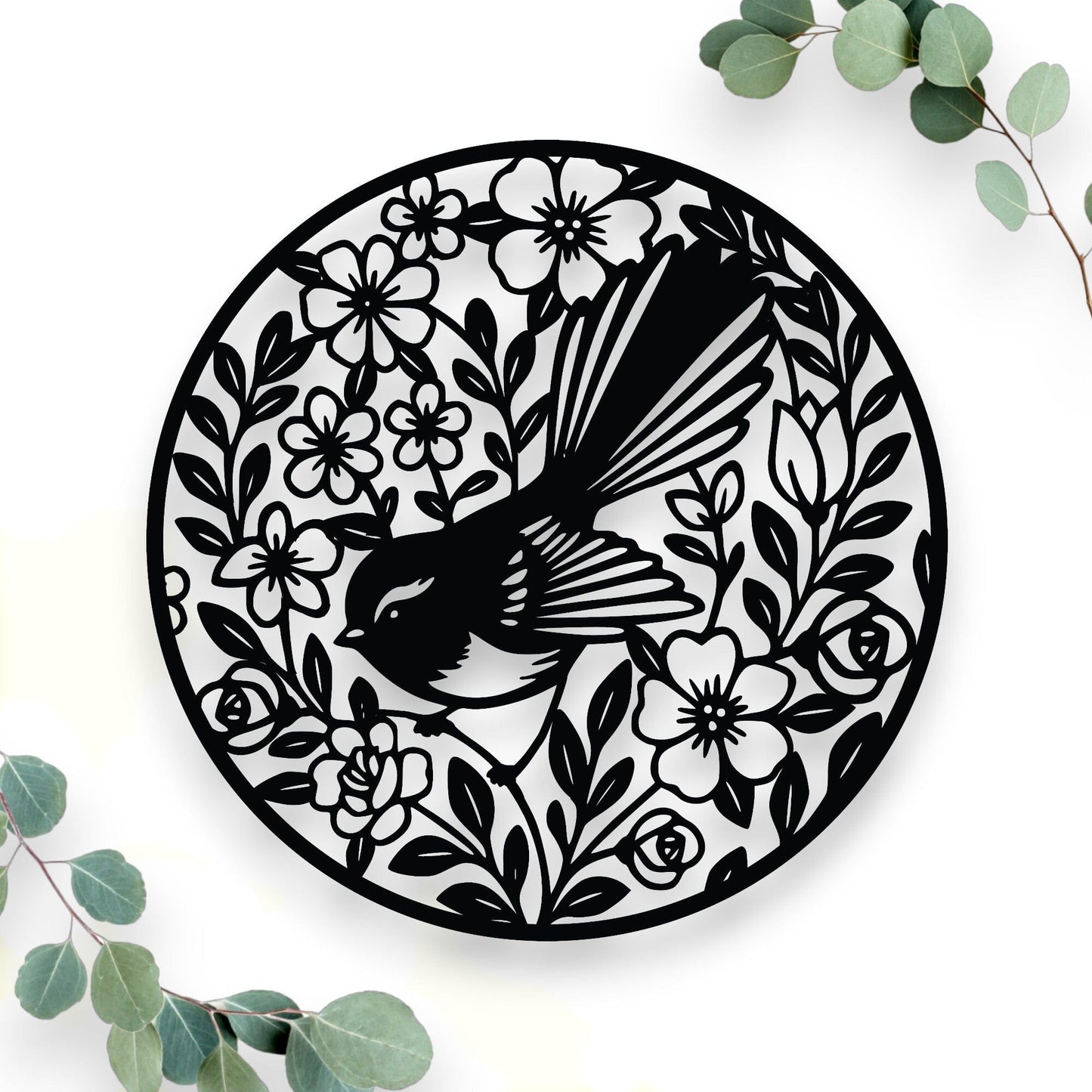 Floral Fantail Round Wall Décor Whimsic