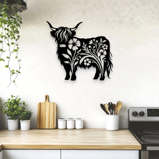 Floral Highland Cow Whimsic