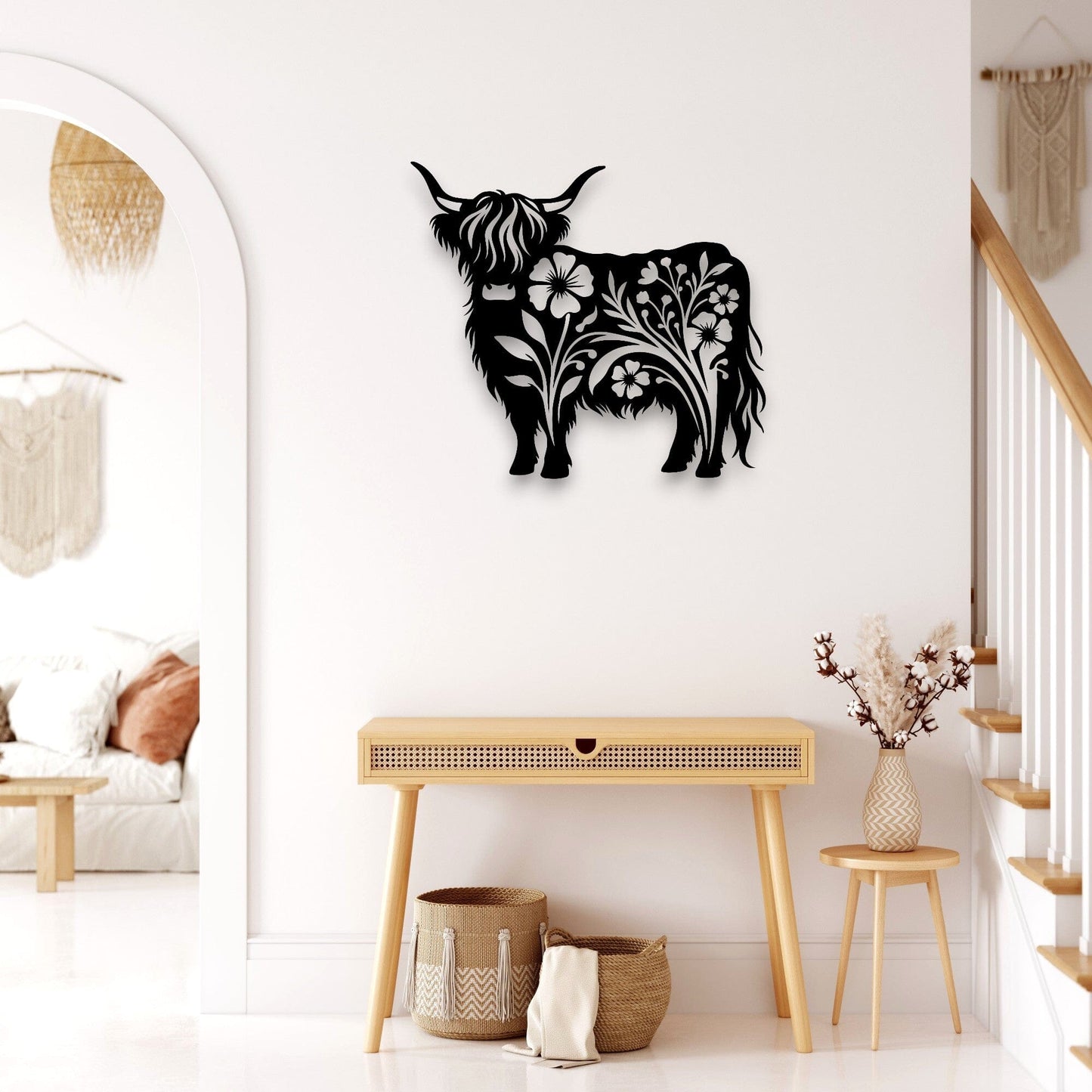 Floral Highland Cow Whimsic