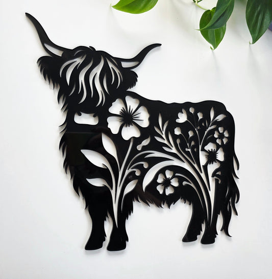 Floral Highland Cow Whimsic