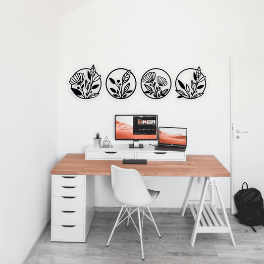 Four Piece Floral Wall Art Set Whimsic