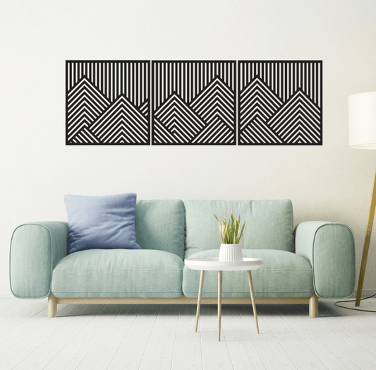 Geometric Mountain Wall Art Trio Wall Decor Whimsic