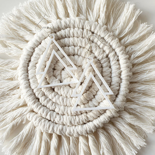 Geometric Triangle Earrings Whimsic White