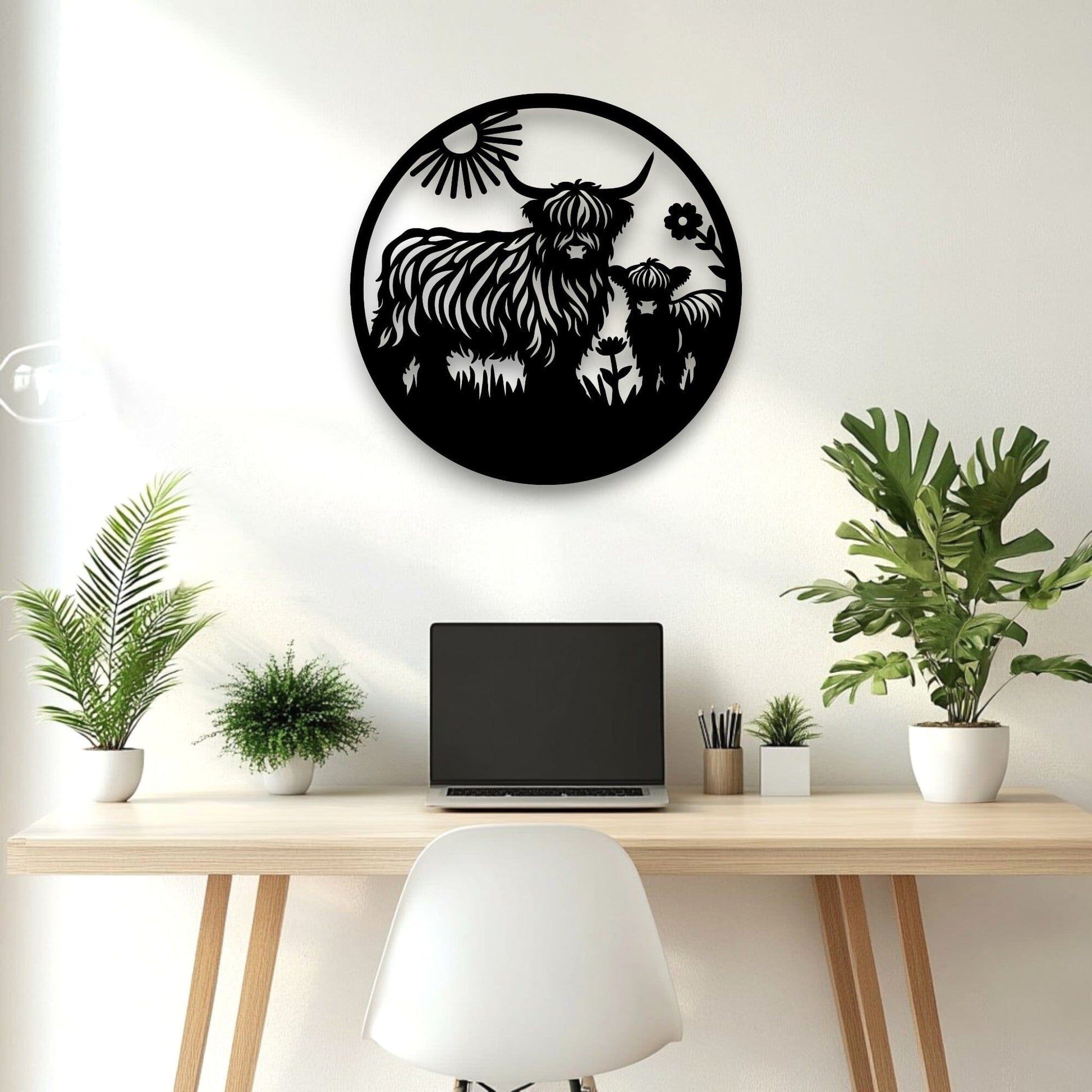 Highland Cow & Calf Wall Art Whimsic