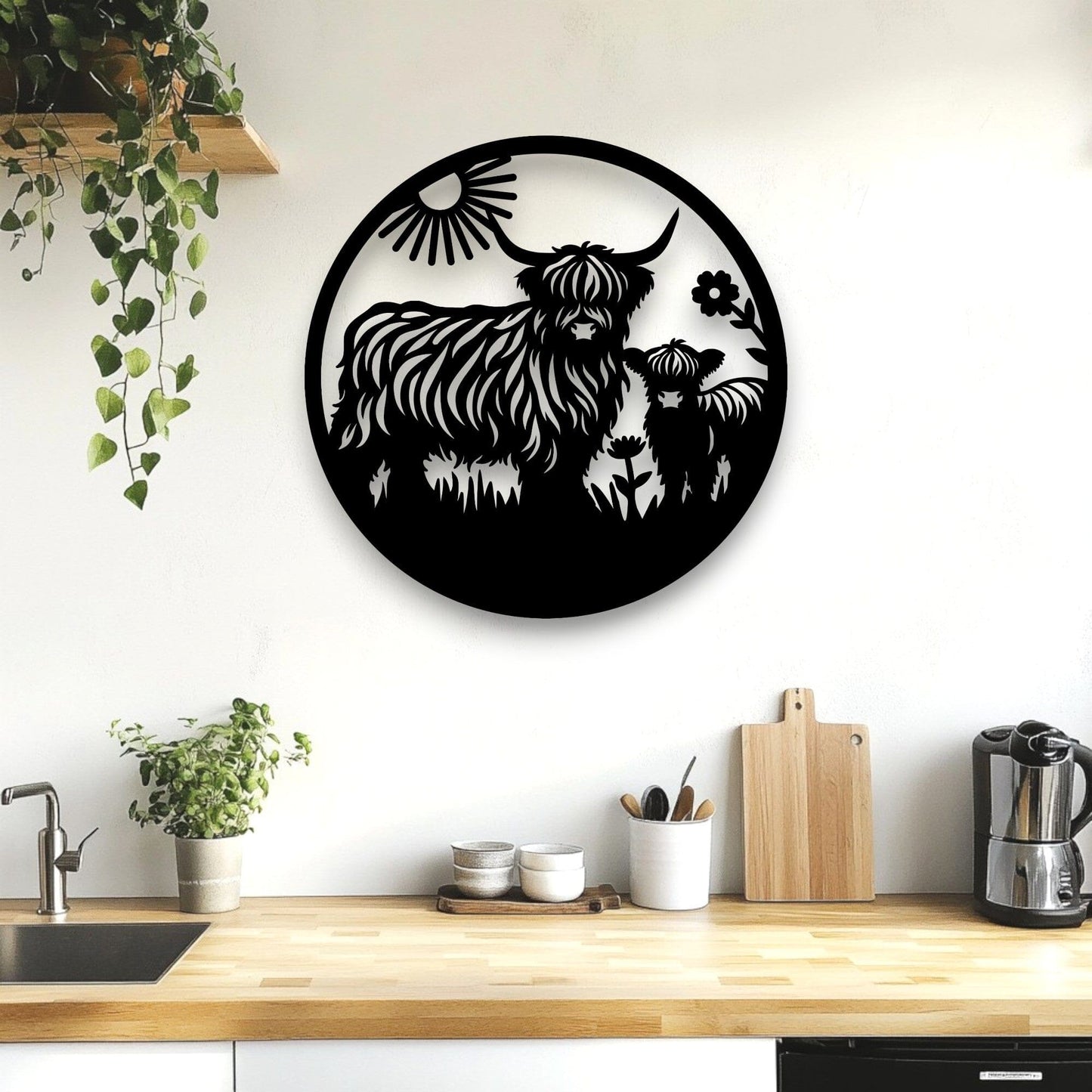 Highland Cow & Calf Wall Art Whimsic