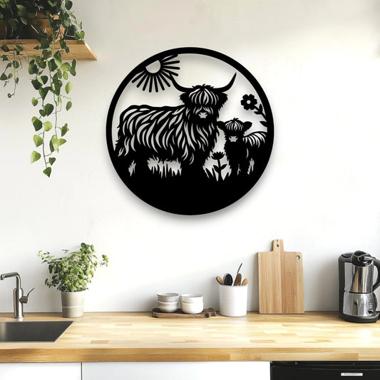 Highland Cow & Calf Wall Art Whimsic