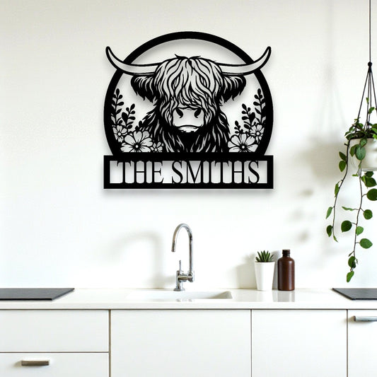 Personalised Highland Cow Farm Sign