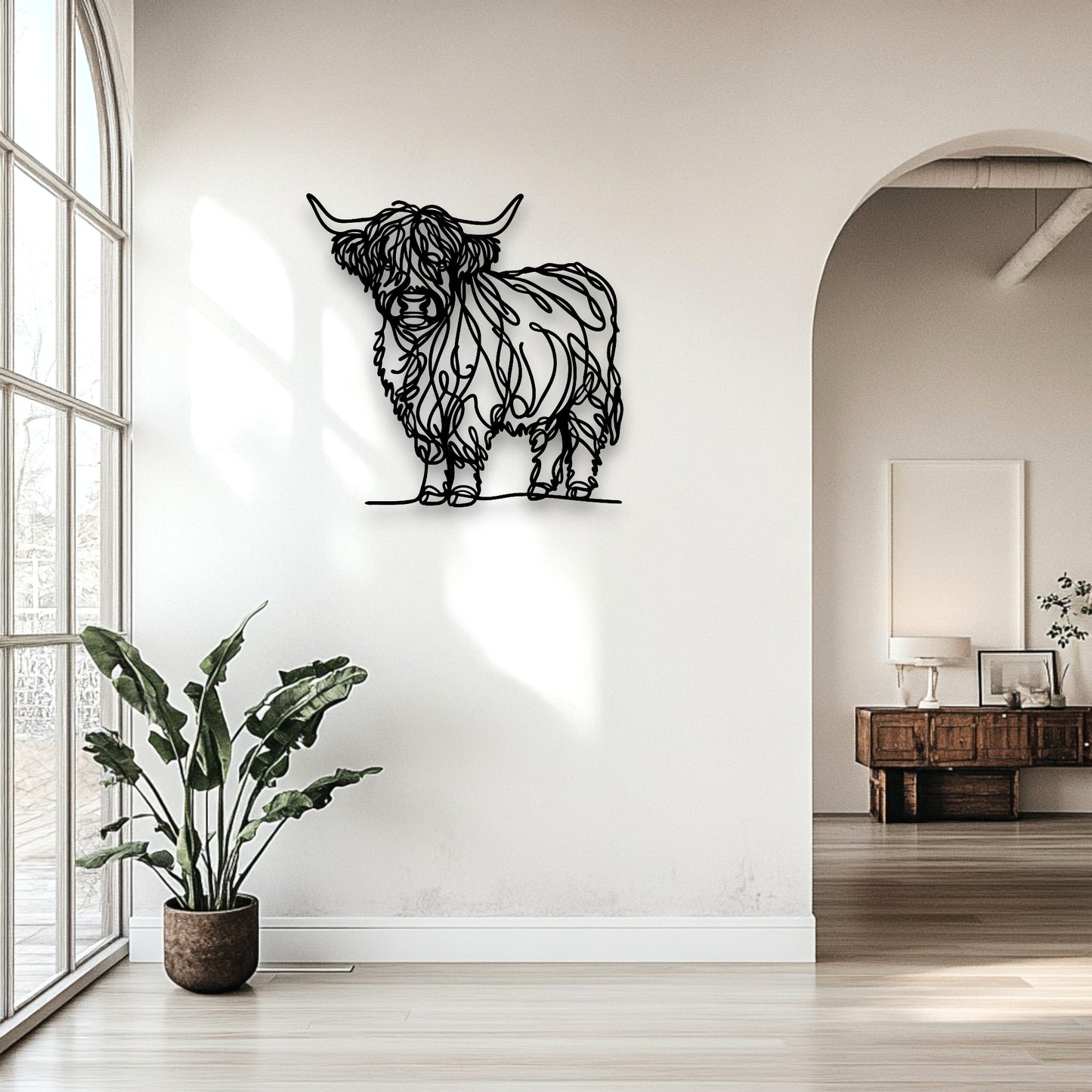 Line Art Highland Cow Décor