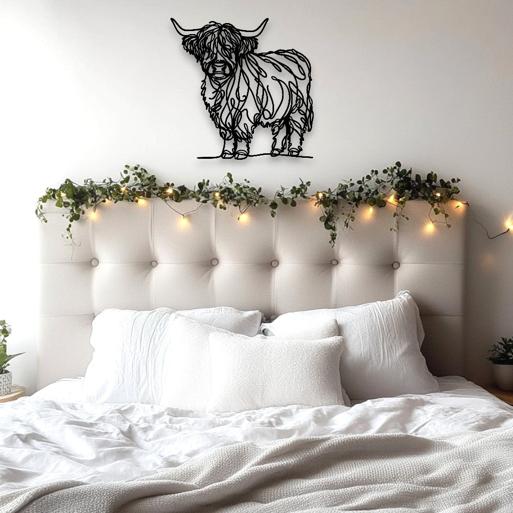 Line Art Highland Cow Décor