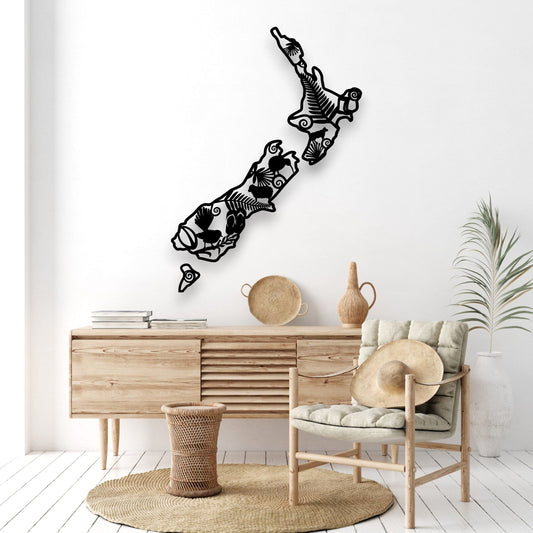 Kiwiana Icons of NZ Map Whimsic