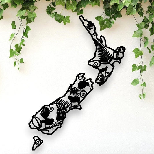 Kiwiana Icons of NZ Map Whimsic