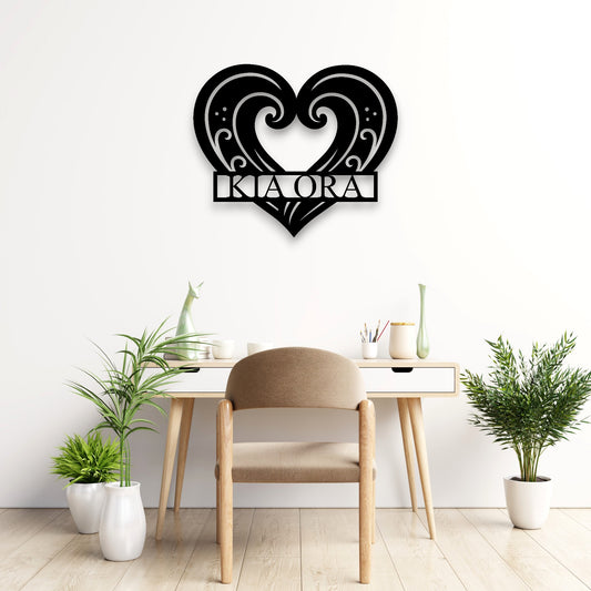 Personalised Koru Wave Heart Wall Decor