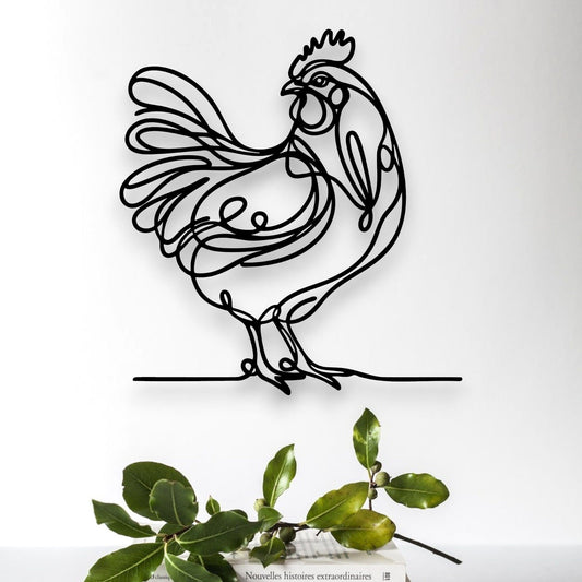 Line Art Chicken Décor Whimsic