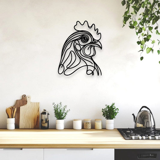 Line Art Chicken Head Décor Whimsic