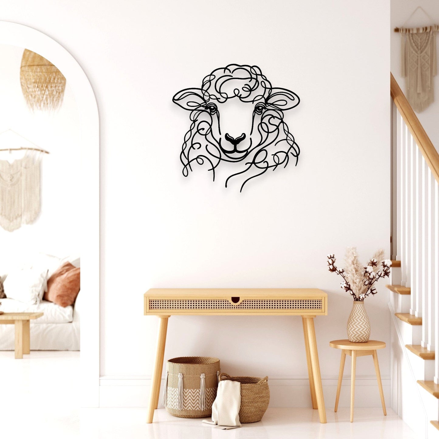Line Art Sheep Head Décor Whimsic