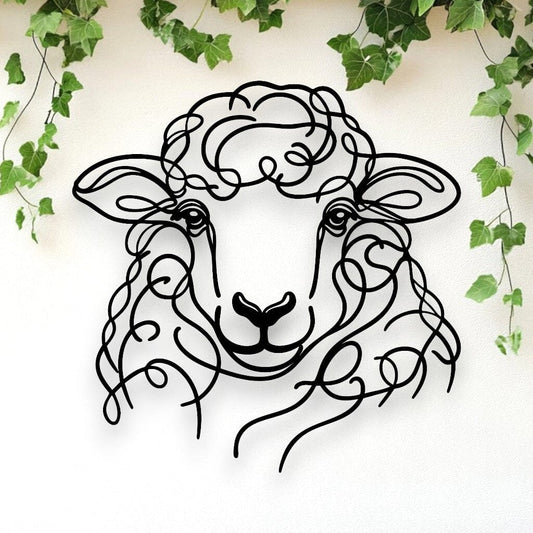 Line Art Sheep Head Décor Whimsic