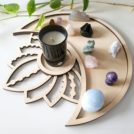 Lotus Moon Crystal Tray Wall Decor Whimsic