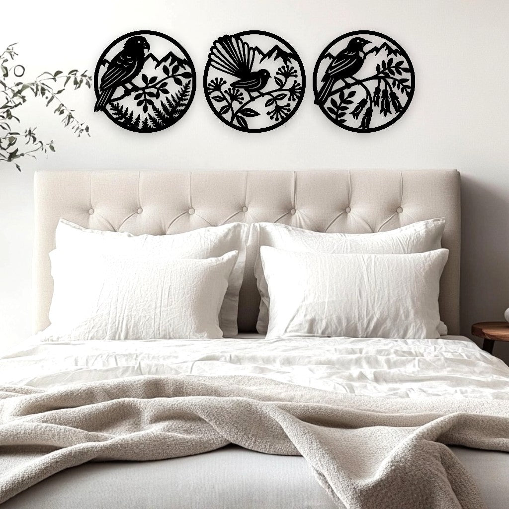 Three NZ Birds Wall Art Set