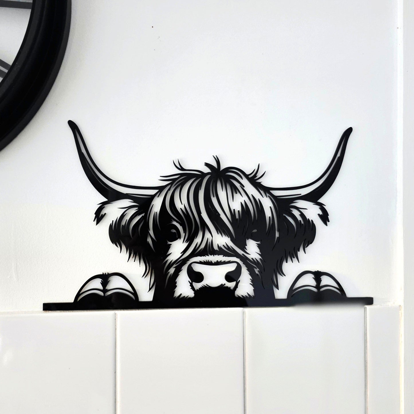 Peeking Highland Cow Wall Art Whimsic