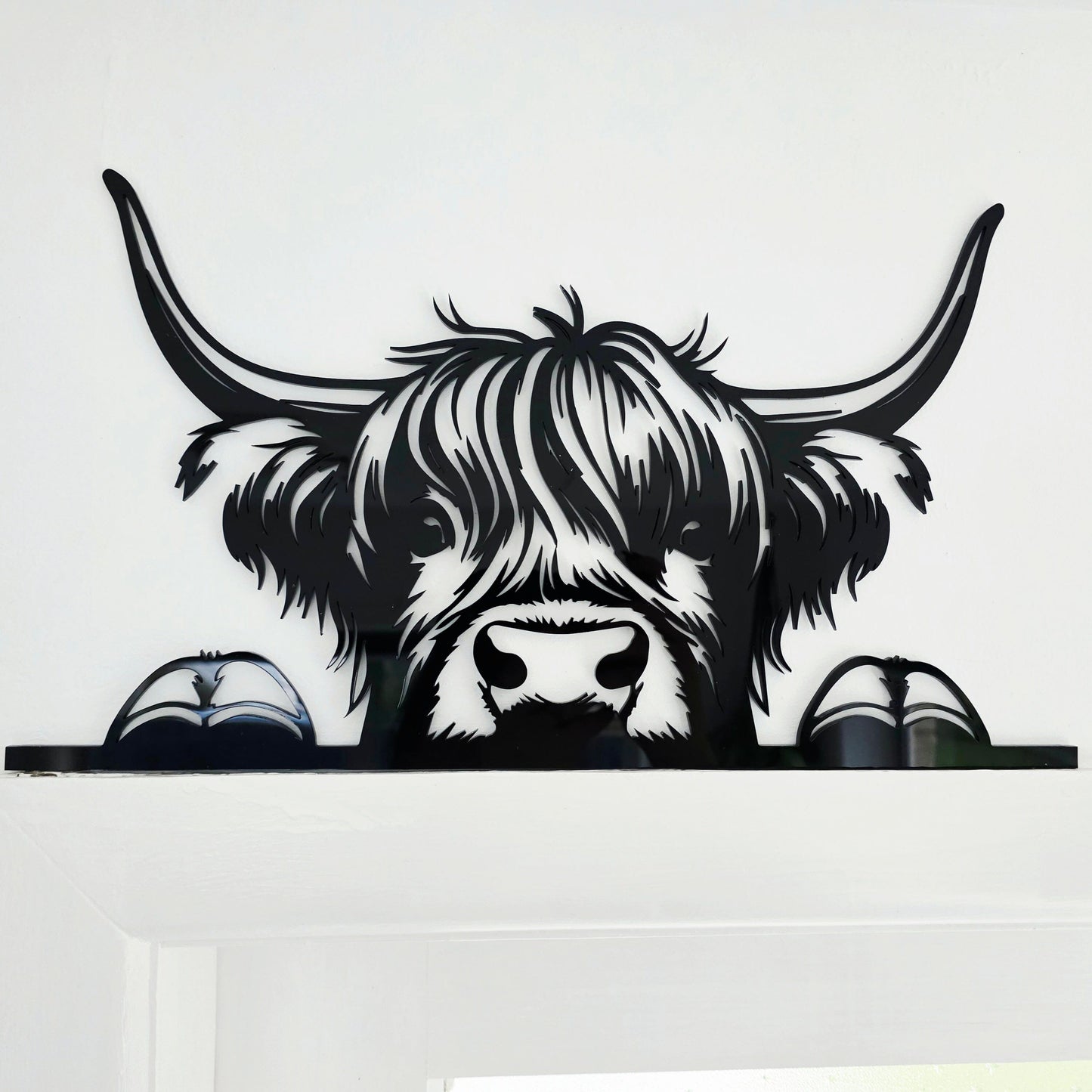 Peeking Highland Cow Wall Art Whimsic