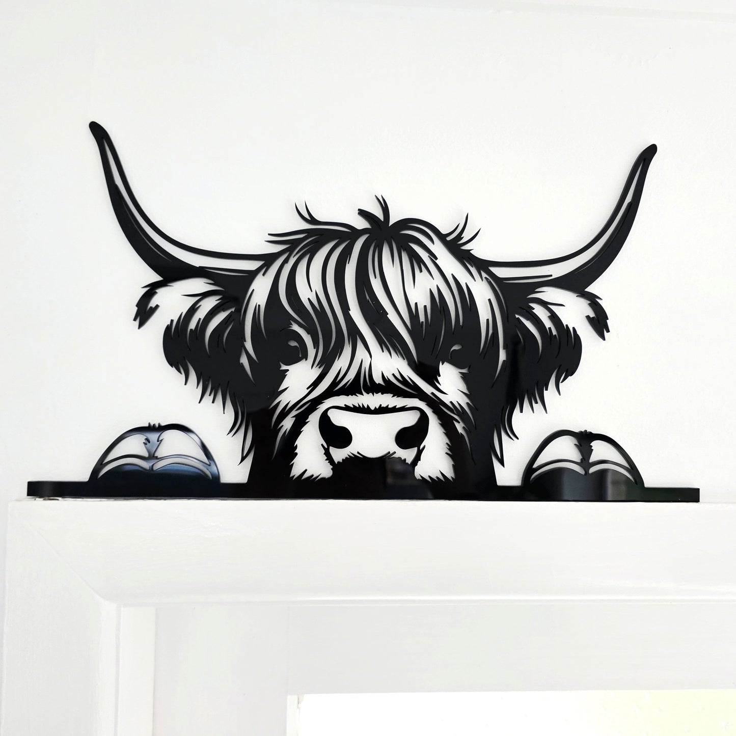 Peeking Highland Cow Wall Art Whimsic