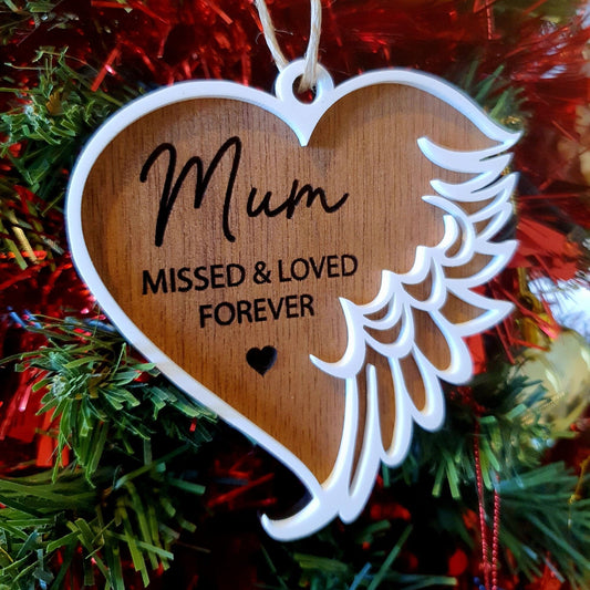 Personalised Angel Wing Memorial Ornament Whimsic