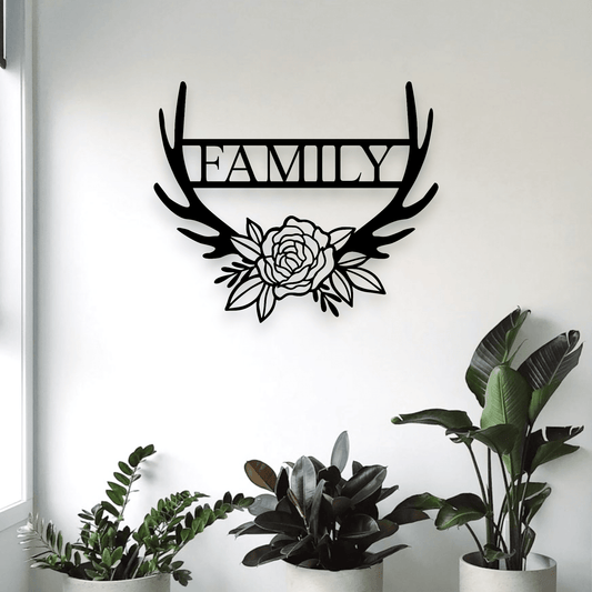 Personalised Floral Antler Wall Art Wall Decor Whimsic