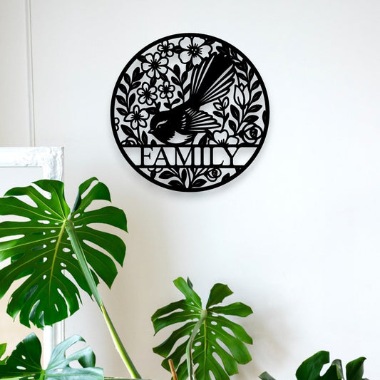 Personalised Floral Fantail Round Wall Décor Whimsic