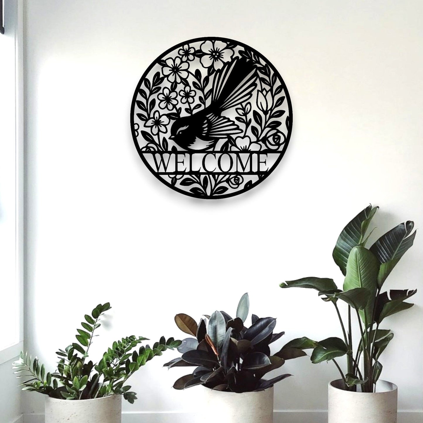 Personalised Floral Fantail Round Wall Décor Whimsic