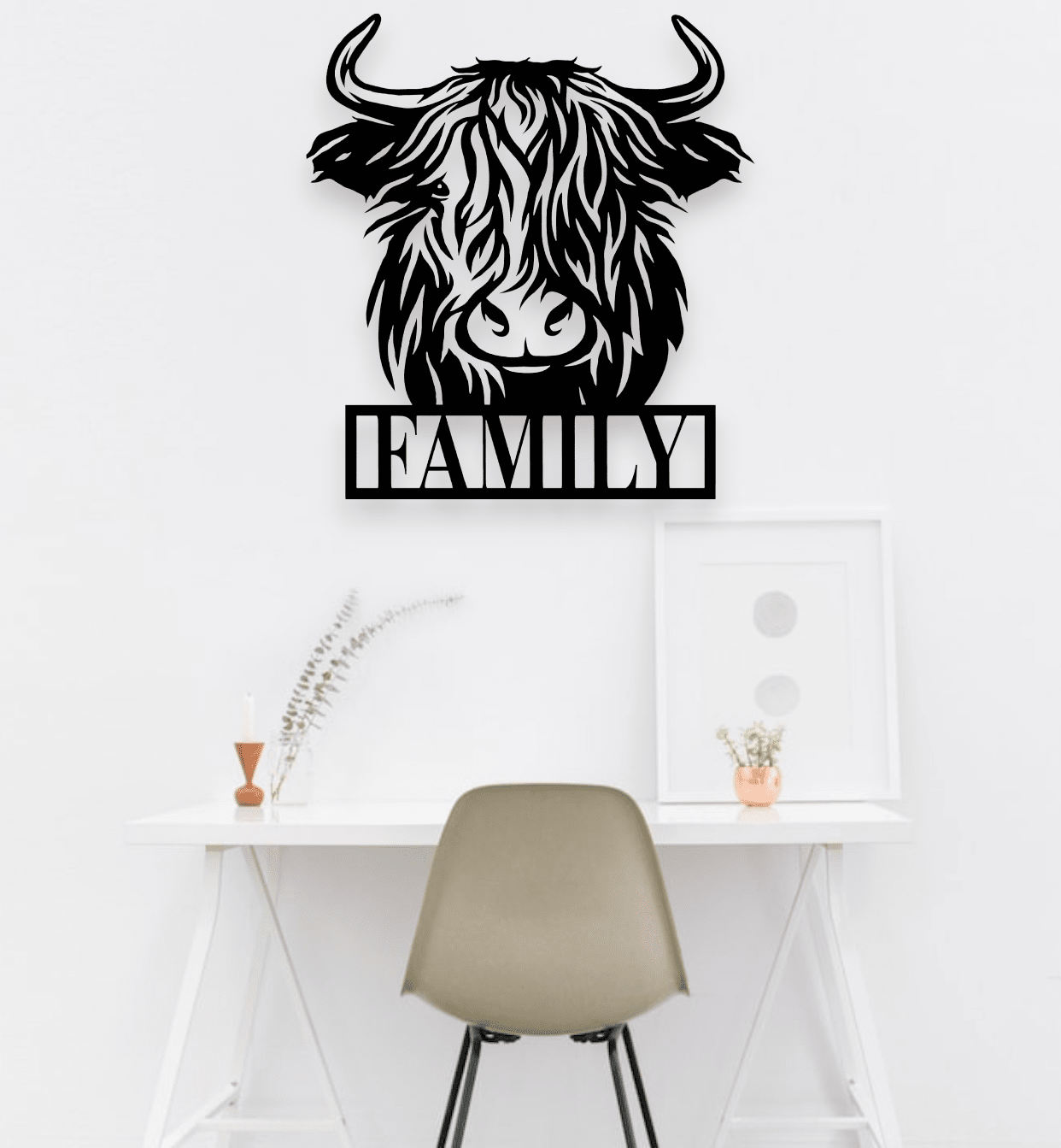 Personalised Highland Cow Wall Art Whimsic
