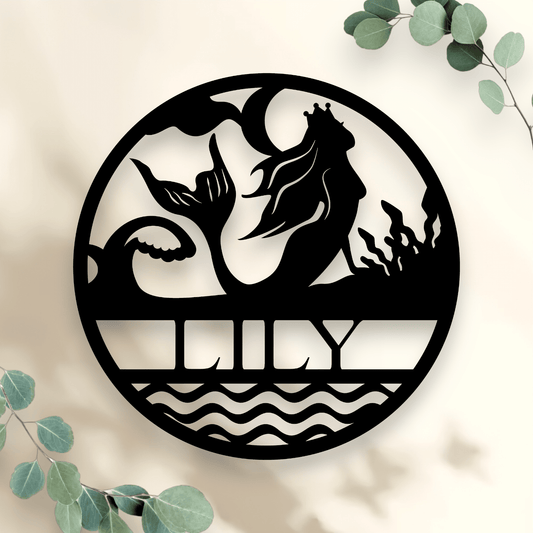 Personalised Mermaid Name Round Whimsic