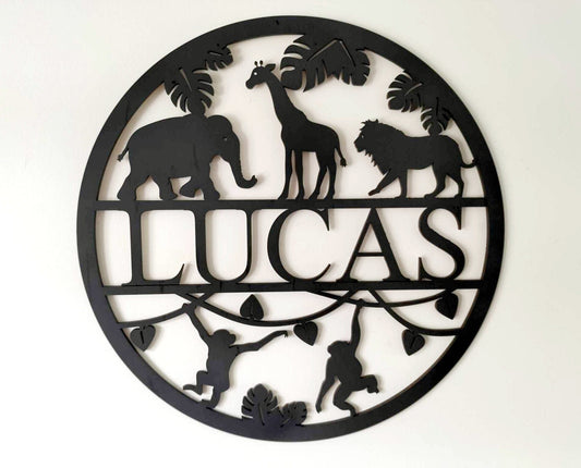 Personalised Safari Name Round Whimsic